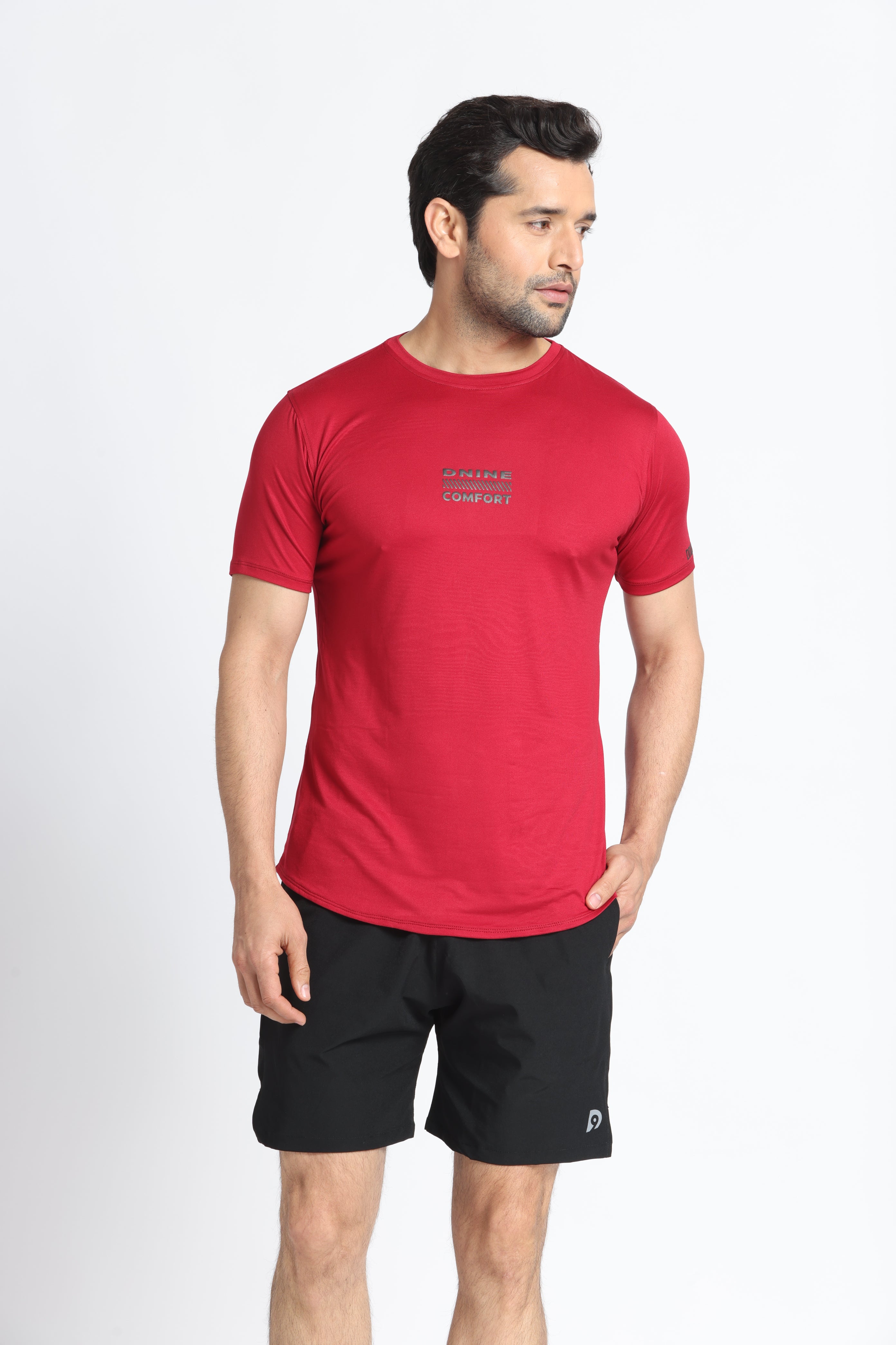DNINE Red Round Neck T-Shirt