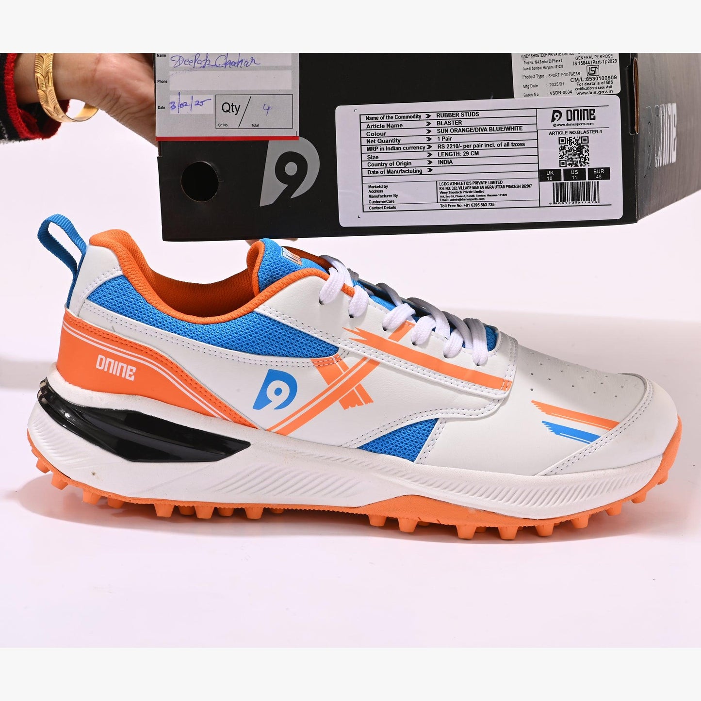 DNINE Blaster-1 Rubber Studs Cricket Shoes