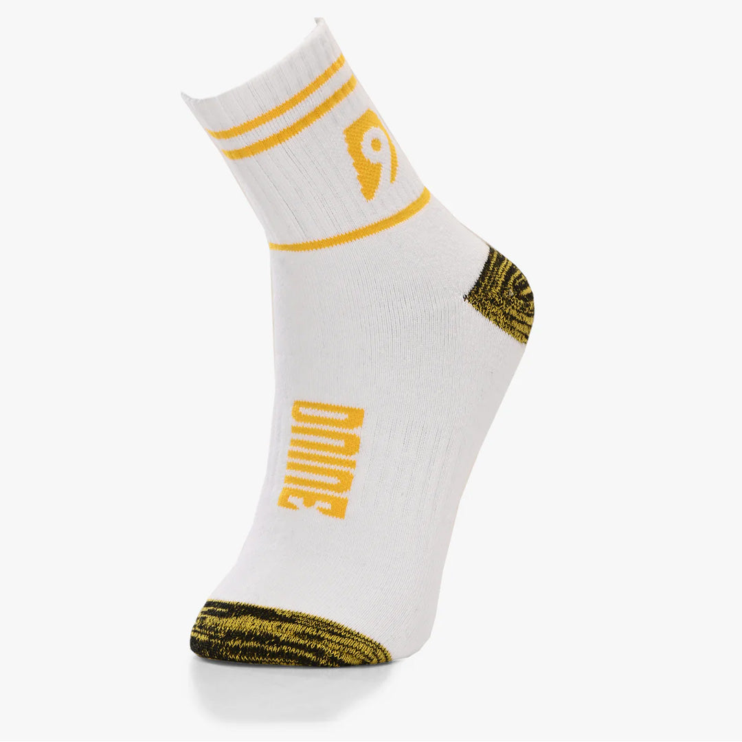 Dnine White sock with yellow accents