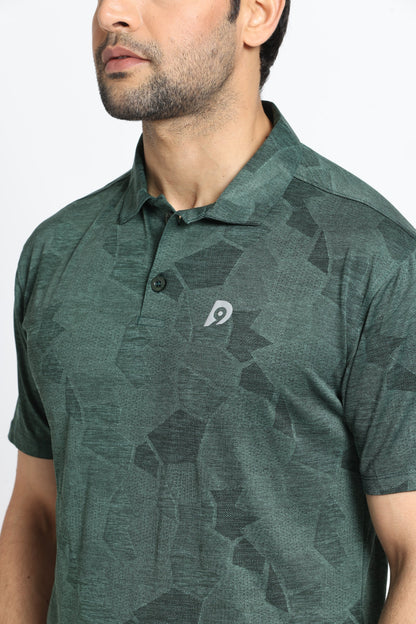 Green Jacquard Collar T-Shirt | Premium Polo T-Shirt
