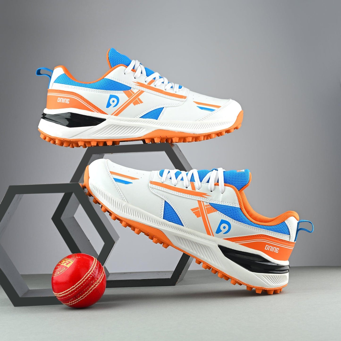 Blaster-1 Rubber Studs Cricket Shoes Sun Orange/White/Dive Blue UK